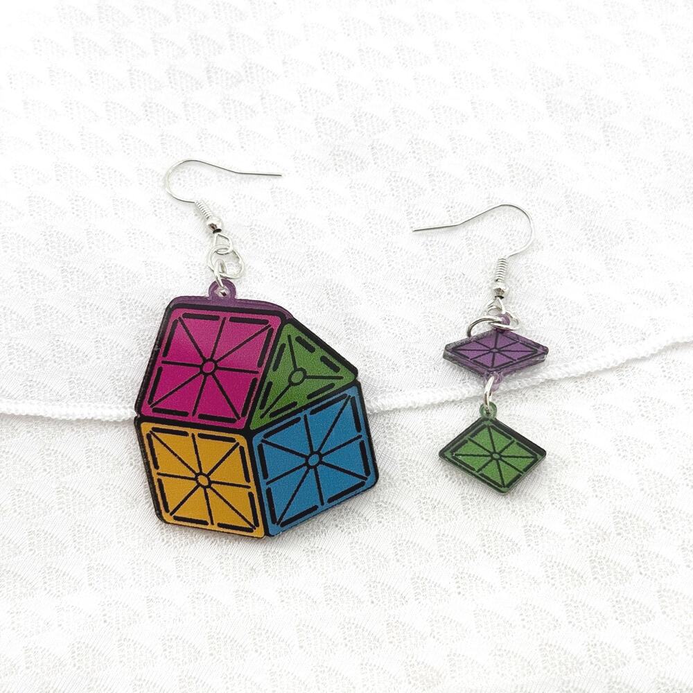 Building Block Inspired Earrings, Acrylic Earrings, Fun Earrings, Novelty